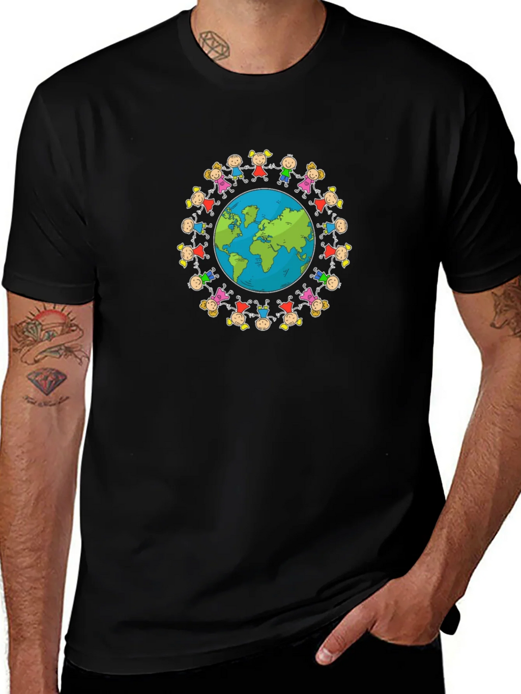 Unisex Black T-Shirt with Global Unity Graphic product image 1
