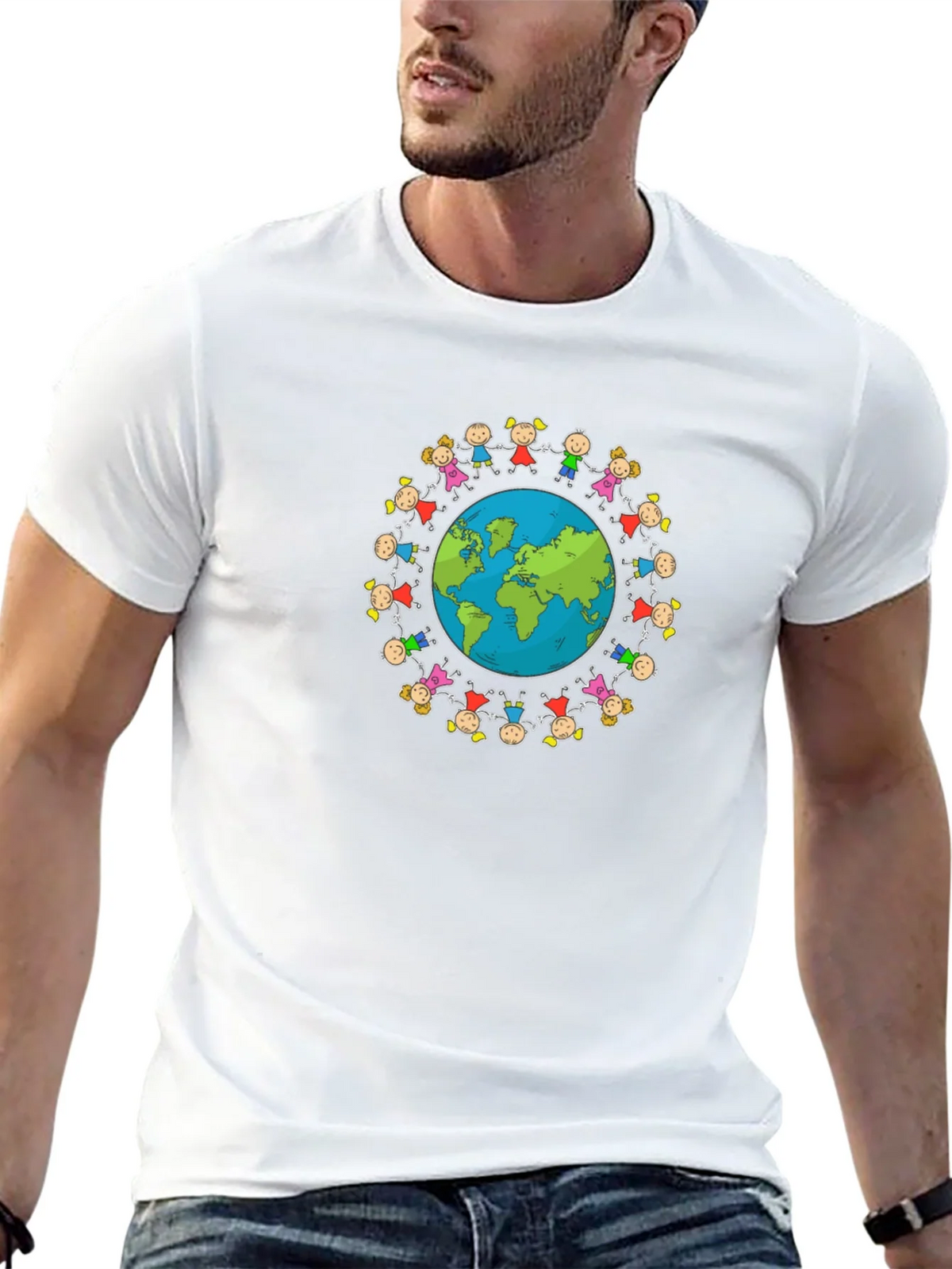 Unisex Black T-Shirt with Global Unity Graphic product image 12
