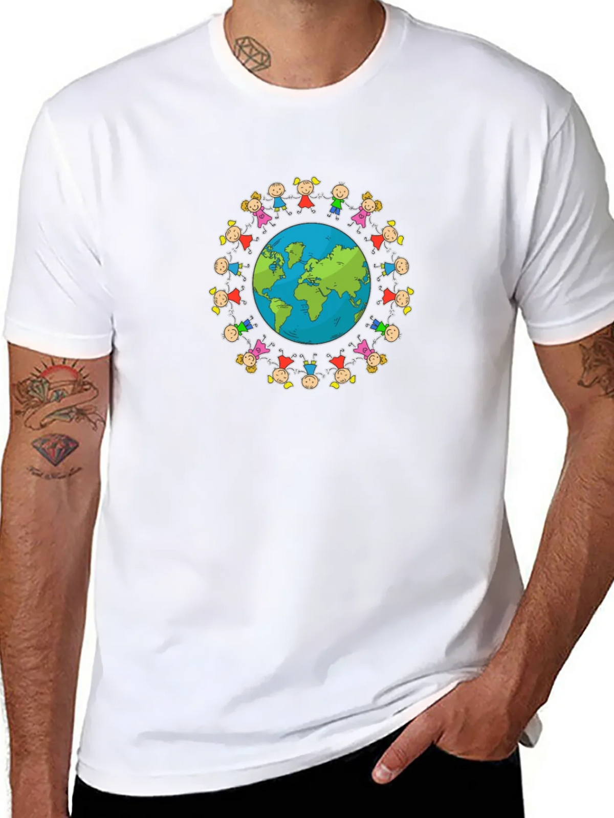 Unisex Black T-Shirt with Global Unity Graphic product image 7