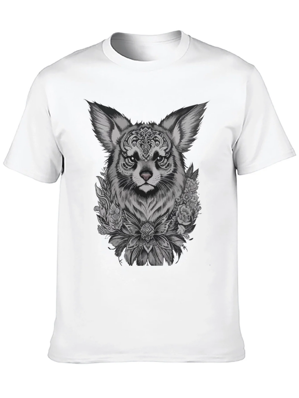 Floral Fox Graphic Tee - Black Unisex T-Shirt product image 9