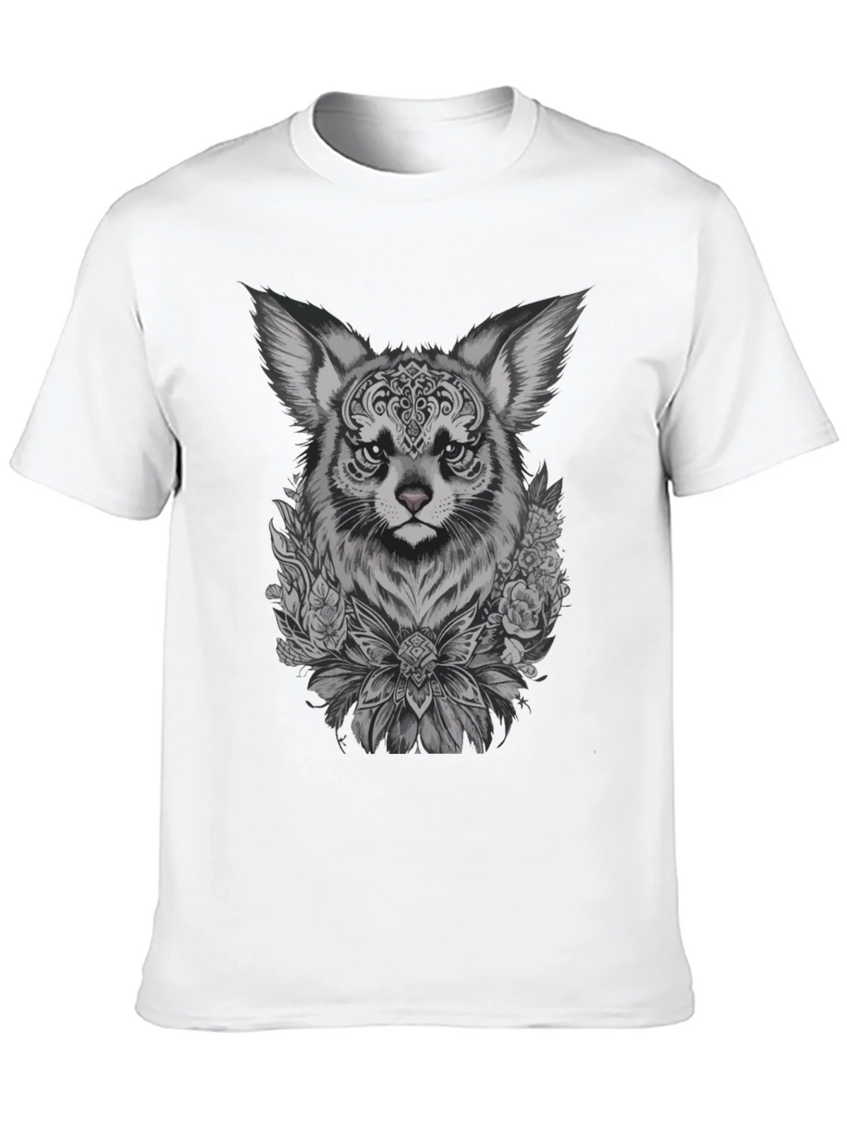 Floral Fox Graphic Tee - Black Unisex T-Shirt product image 9