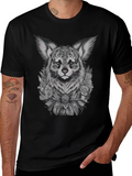 Floral Fox Graphic Tee - Black Unisex T-Shirt product image 1