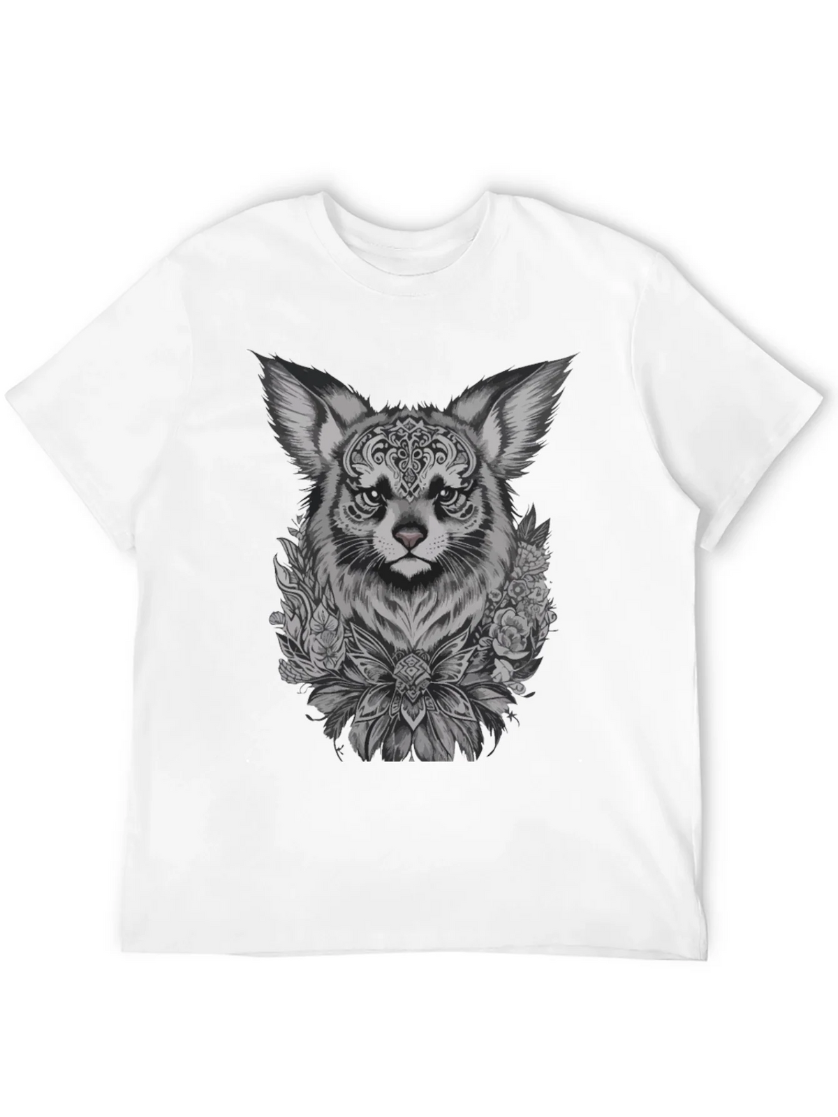 Floral Fox Graphic Tee - Black Unisex T-Shirt product image 11