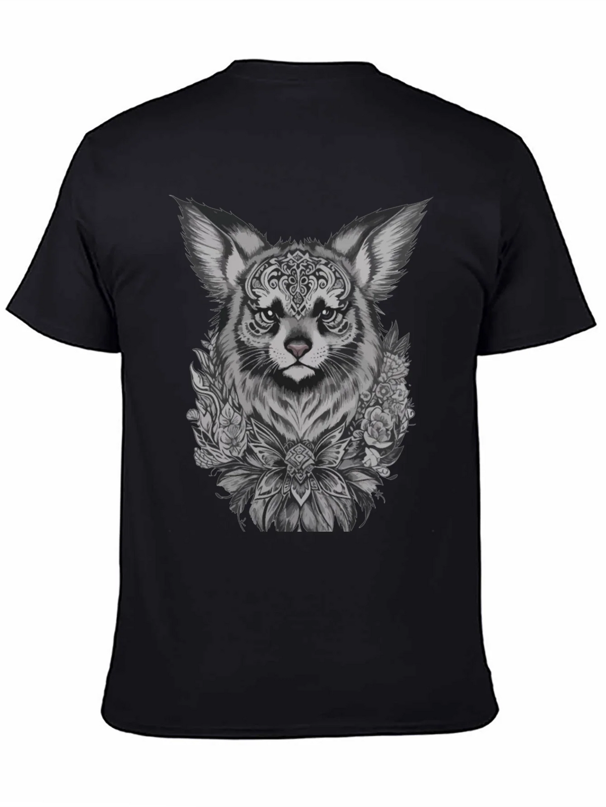 Floral Fox Graphic Tee - Black Unisex T-Shirt product image 4