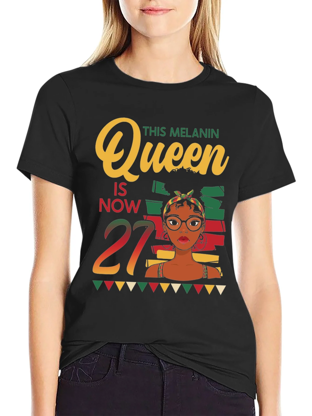 Melanin Queen 27th Birthday T-Shirt product image 2