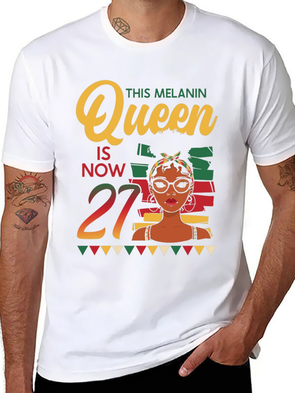 Melanin Queen 27th Birthday T-Shirt product image 6