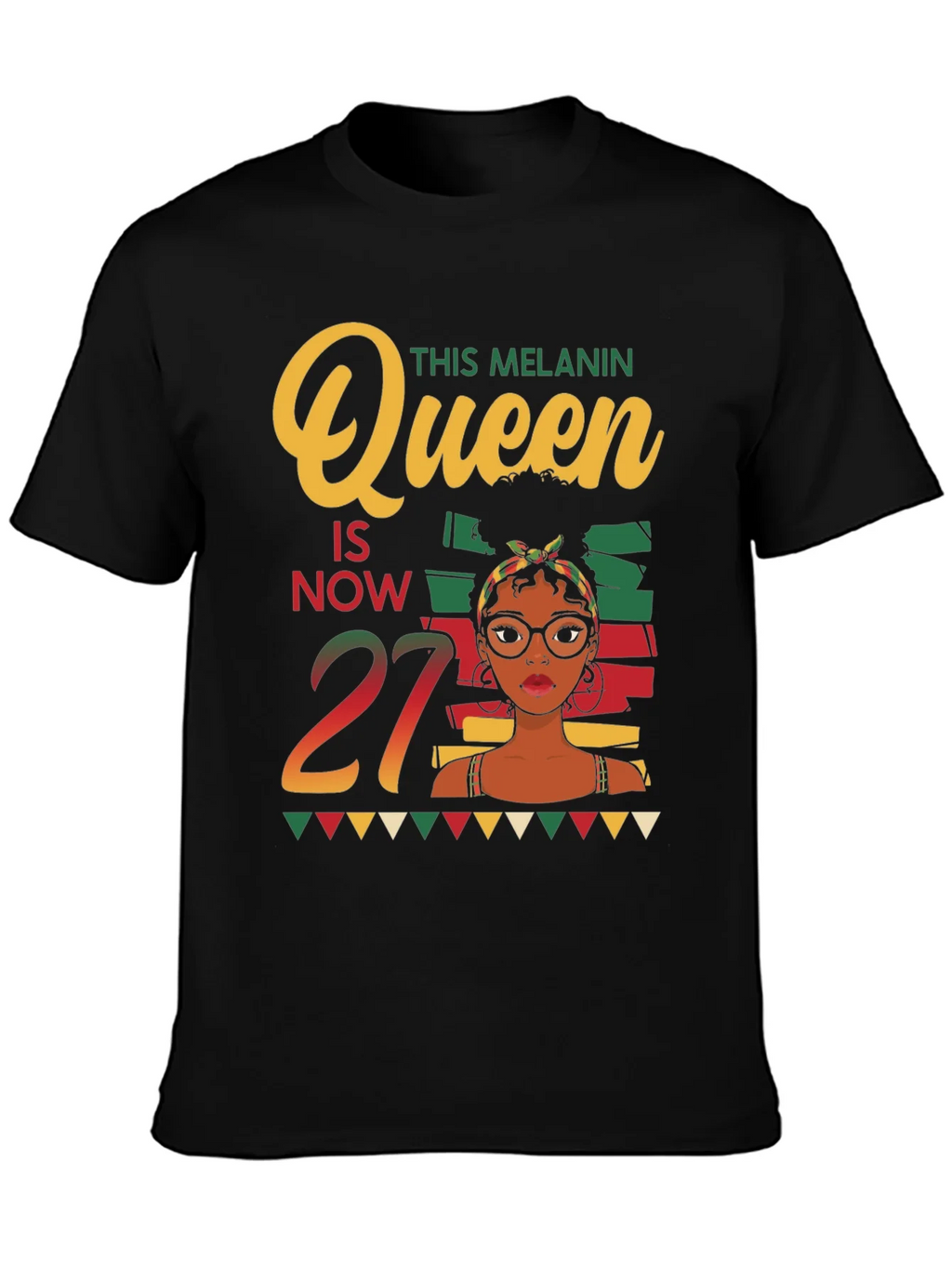 Melanin Queen 27th Birthday T-Shirt product image 3