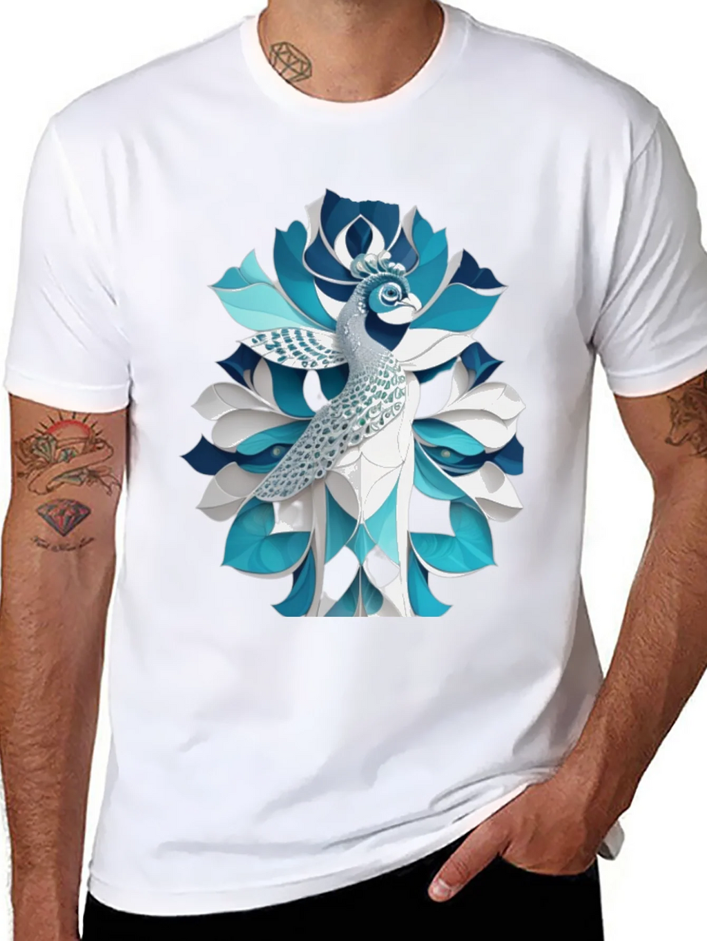 Peacock Graphic Tee - Unique Bird Art product image 4