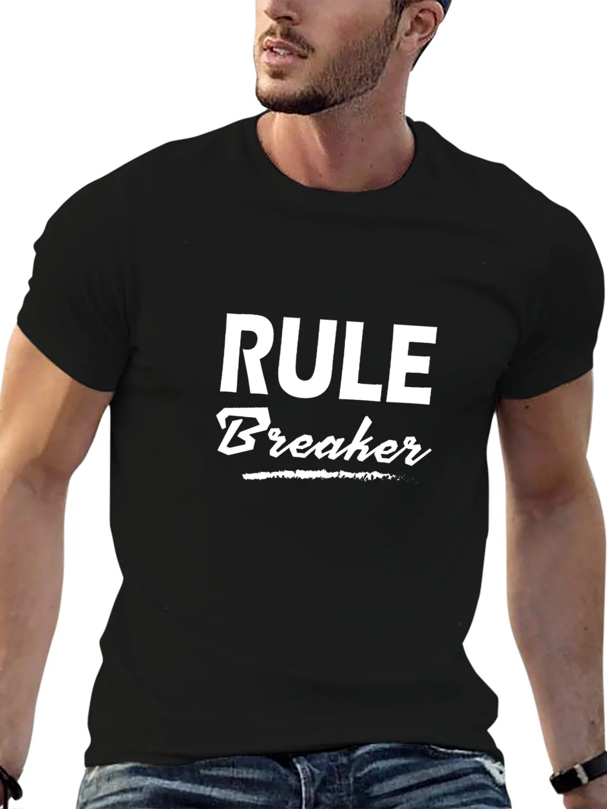 Rule Breaker Graphic Tee - Black Cotton T-Shirt product image 6