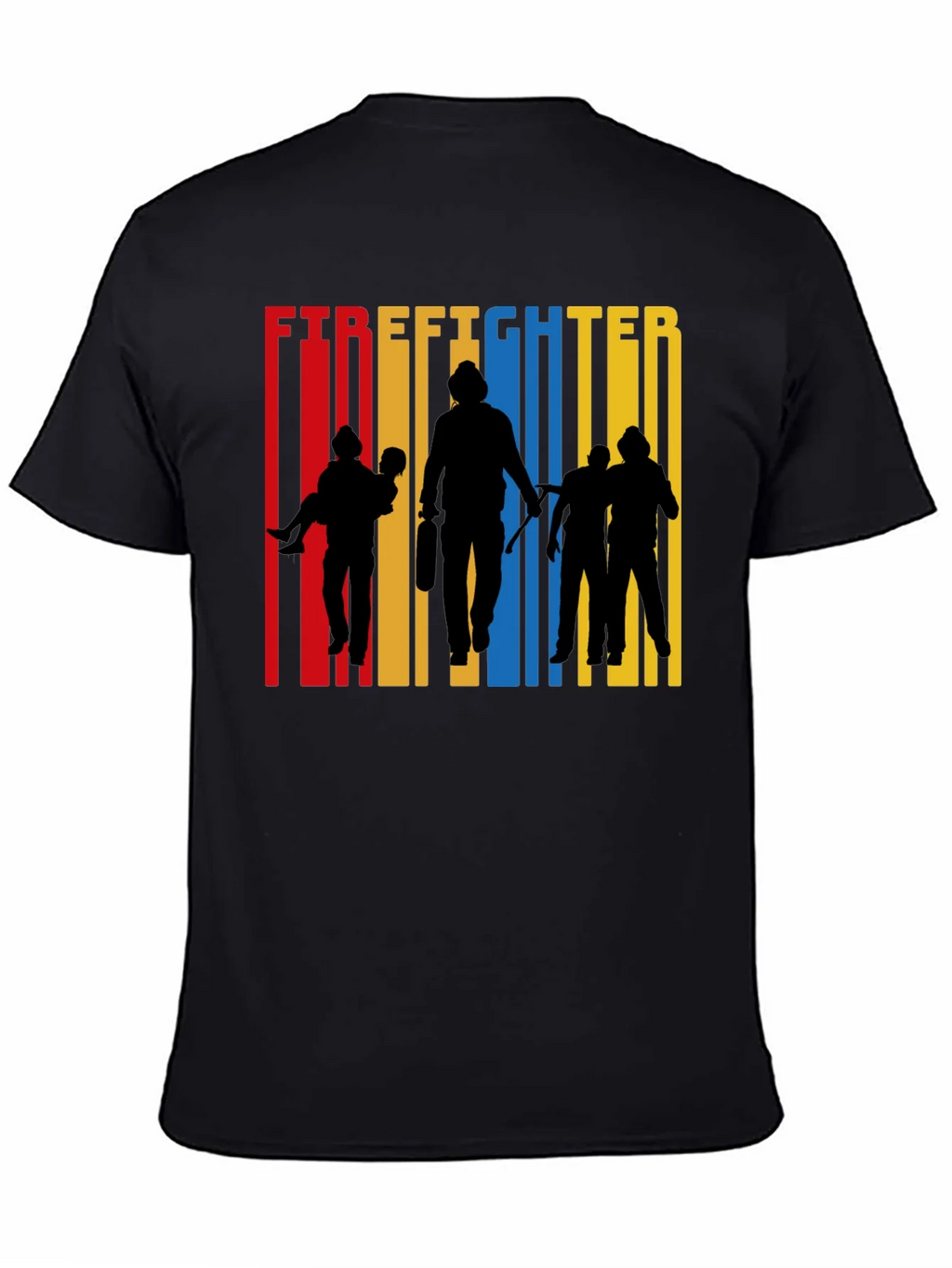 Firefighter Silhouette Graphic Tee - Crew Neck Cotton product image 2