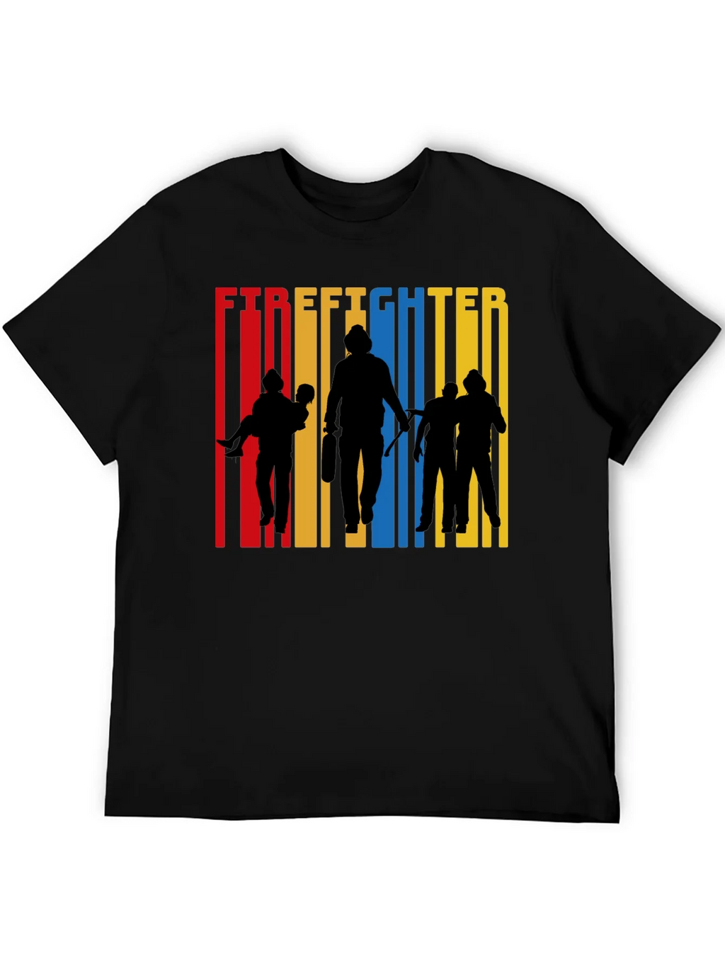 Firefighter Silhouette Graphic Tee - Crew Neck Cotton product image 3