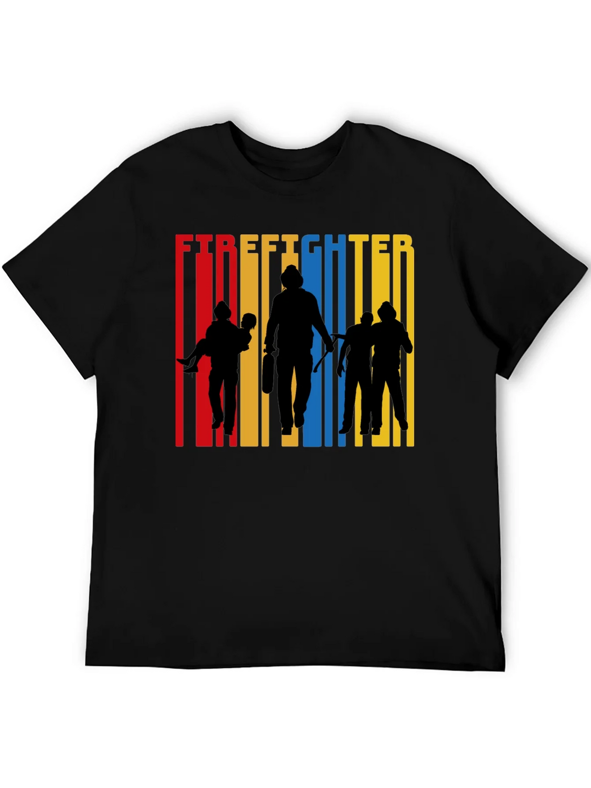 Firefighter Silhouette Graphic Tee - Crew Neck Cotton product image 3