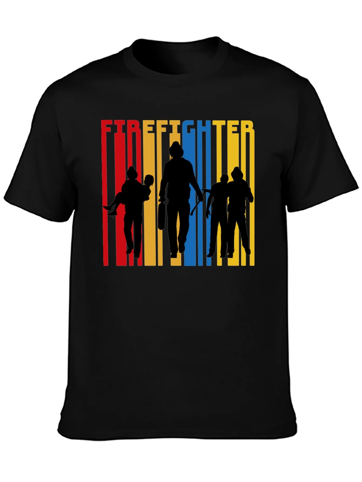 Firefighter Silhouette Graphic Tee - Crew Neck Cotton product image 1