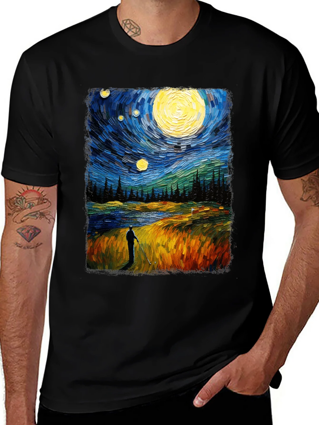 Starry Night Golfer Graphic Tee product image 1