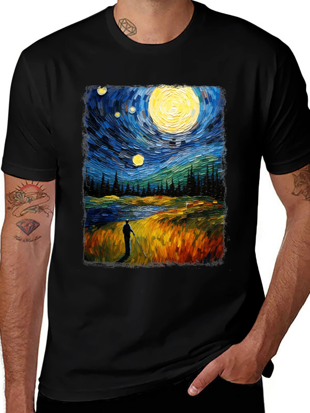 Starry Night Golfer Graphic Tee product image 1