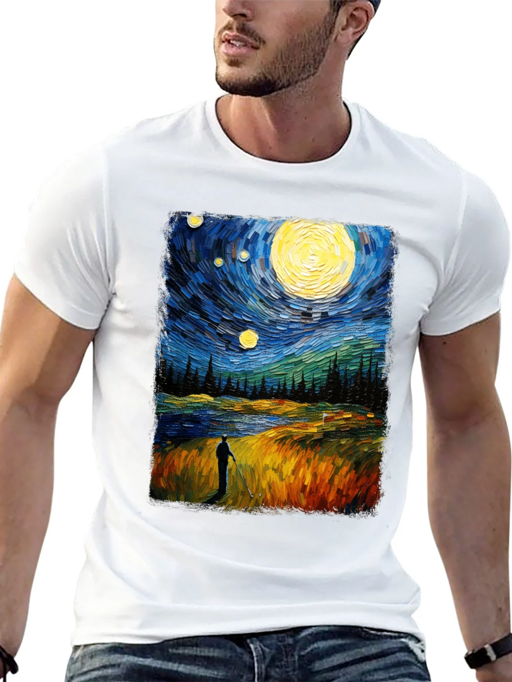 Starry Night Golfer Graphic Tee product image 12