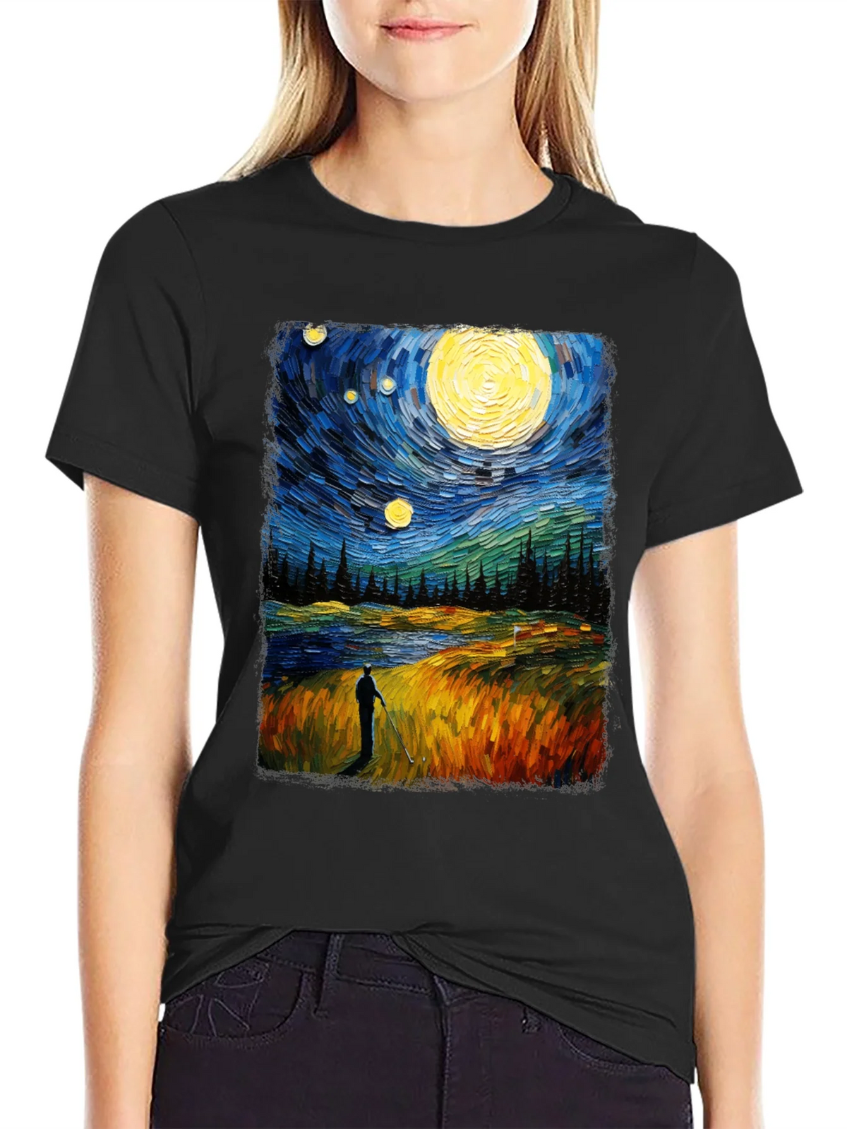 Starry Night Golfer Graphic Tee product image 2