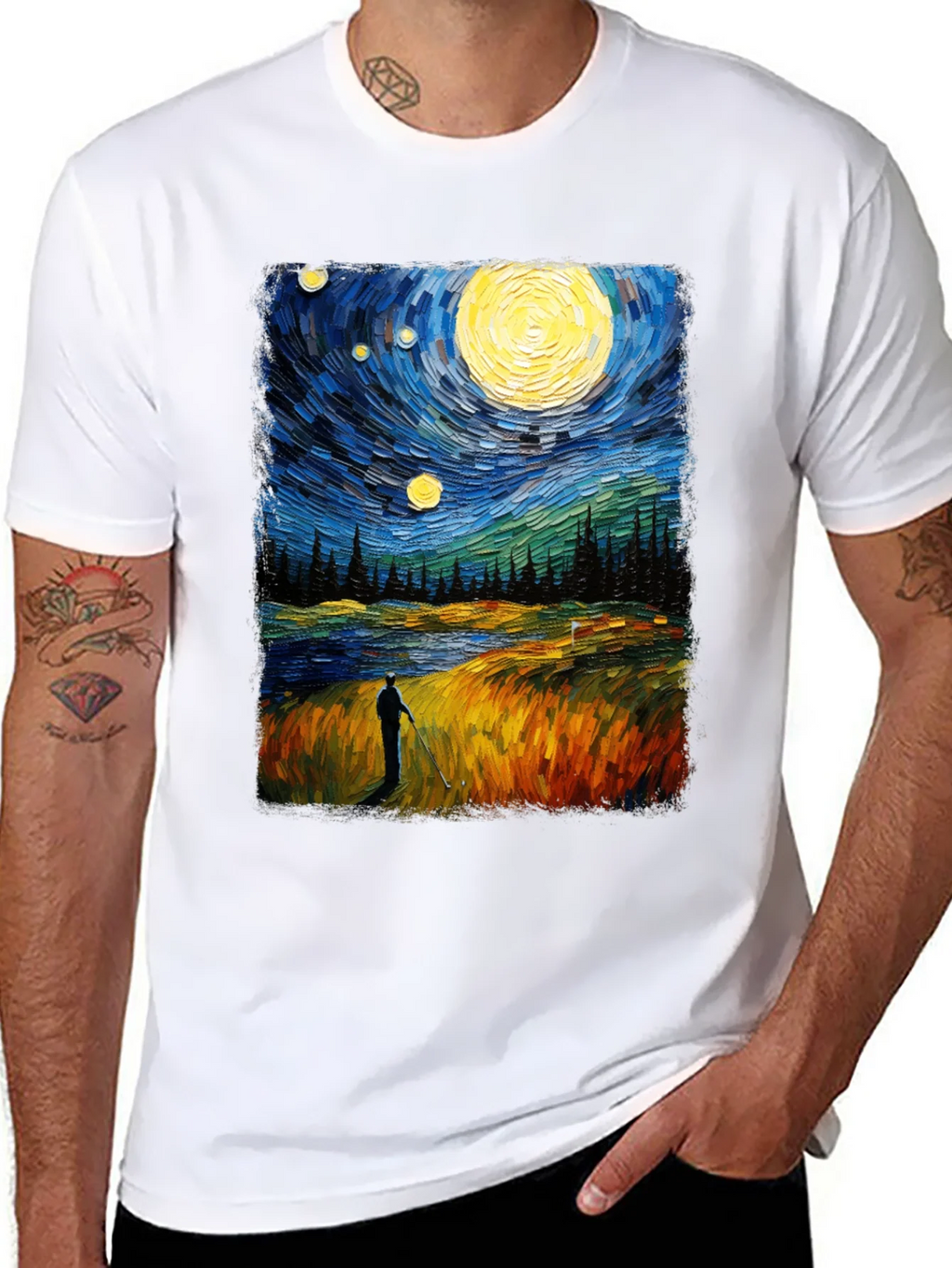 Starry Night Golfer Graphic Tee product image 7