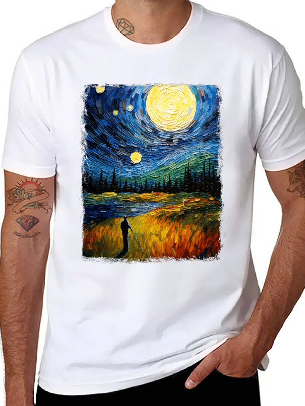 Starry Night Golfer Graphic Tee product image 7
