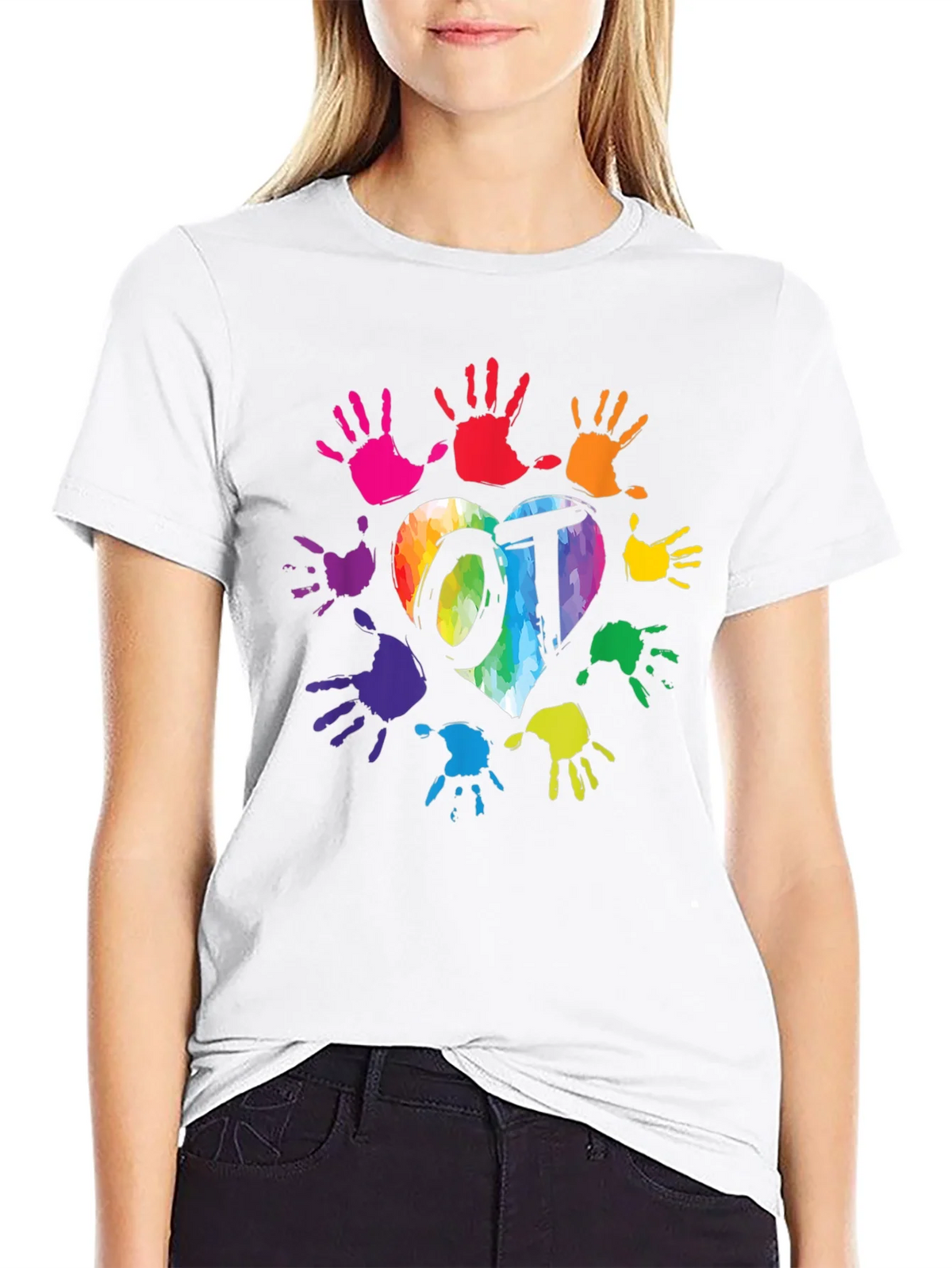 OT Rainbow Heart Handprint T-Shirt product image 8