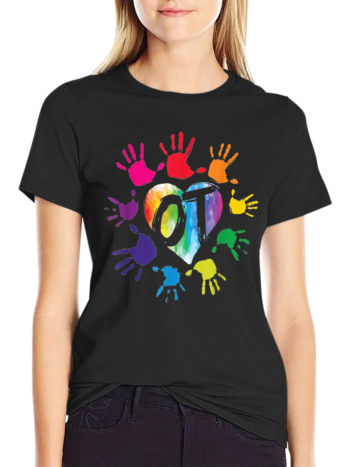 OT Rainbow Heart Handprint T-Shirt product image 2