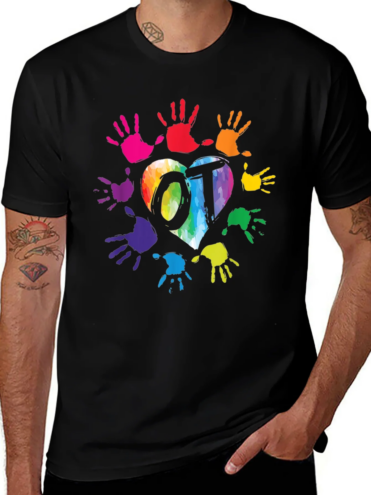 OT Rainbow Heart Handprint T-Shirt product image 1