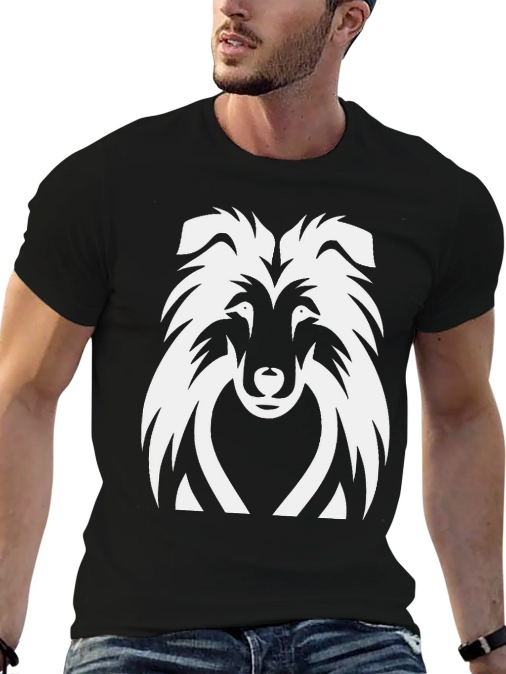 Collie Dog Graphic Tee - Black Cotton T-Shirt product image 6