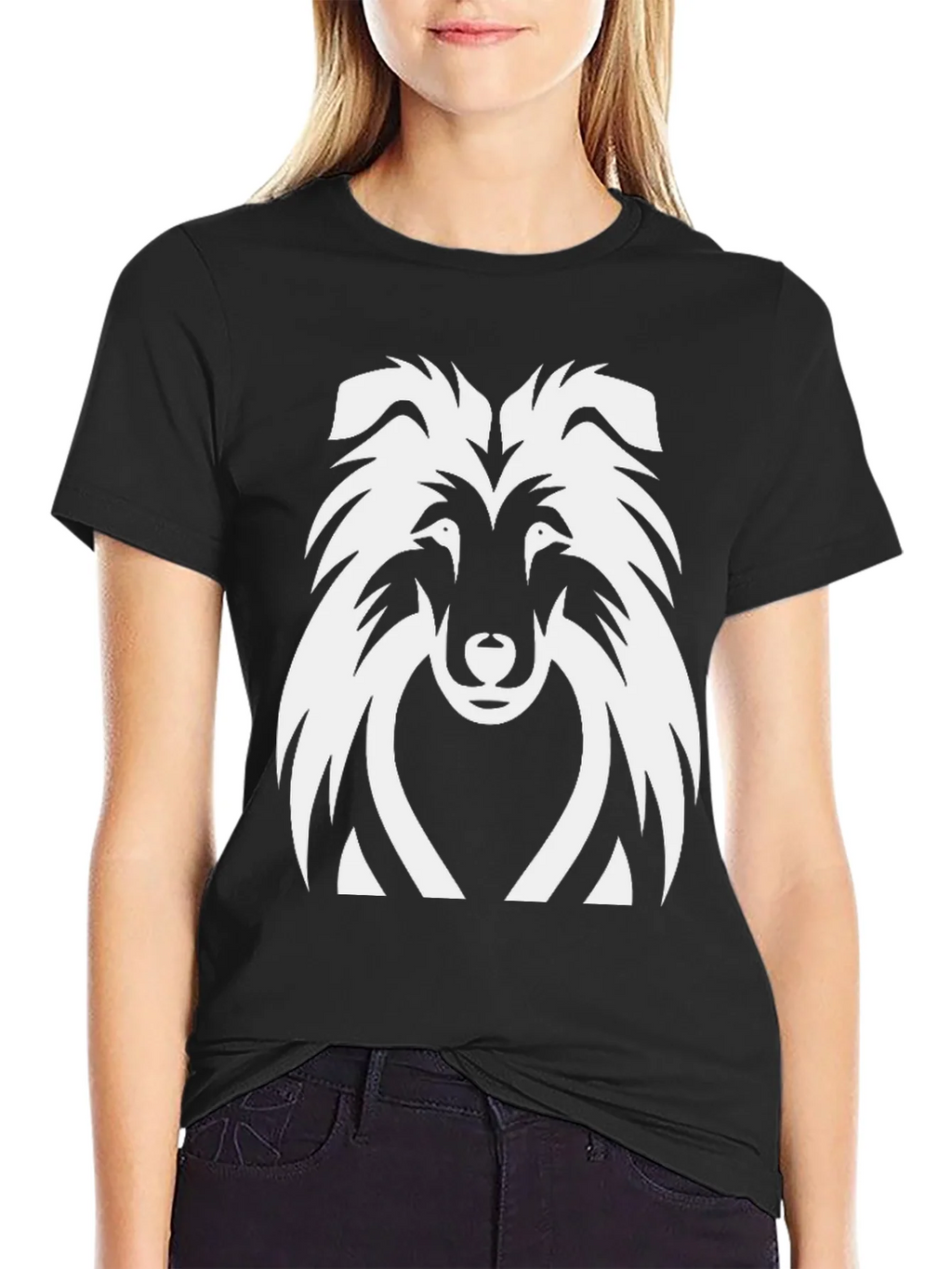 Collie Dog Graphic Tee - Black Cotton T-Shirt product image 2
