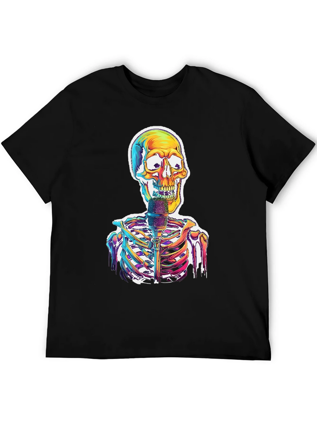 Skeleton Singer Graphic Tee - Cool Skull Design product image 5