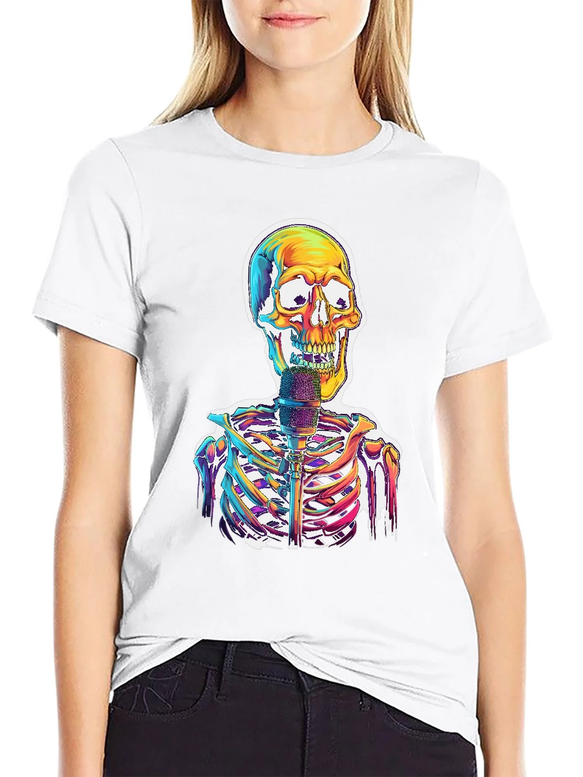 Skeleton Singer Graphic Tee - Cool Skull Design product image 8