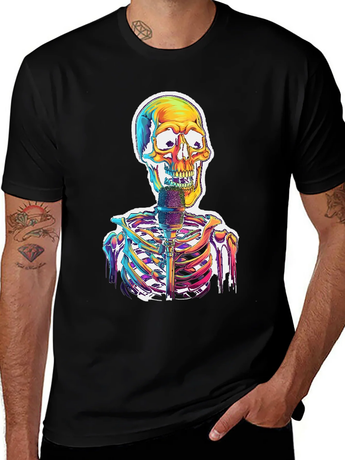 Skeleton Singer Graphic Tee - Cool Skull Design product image 1