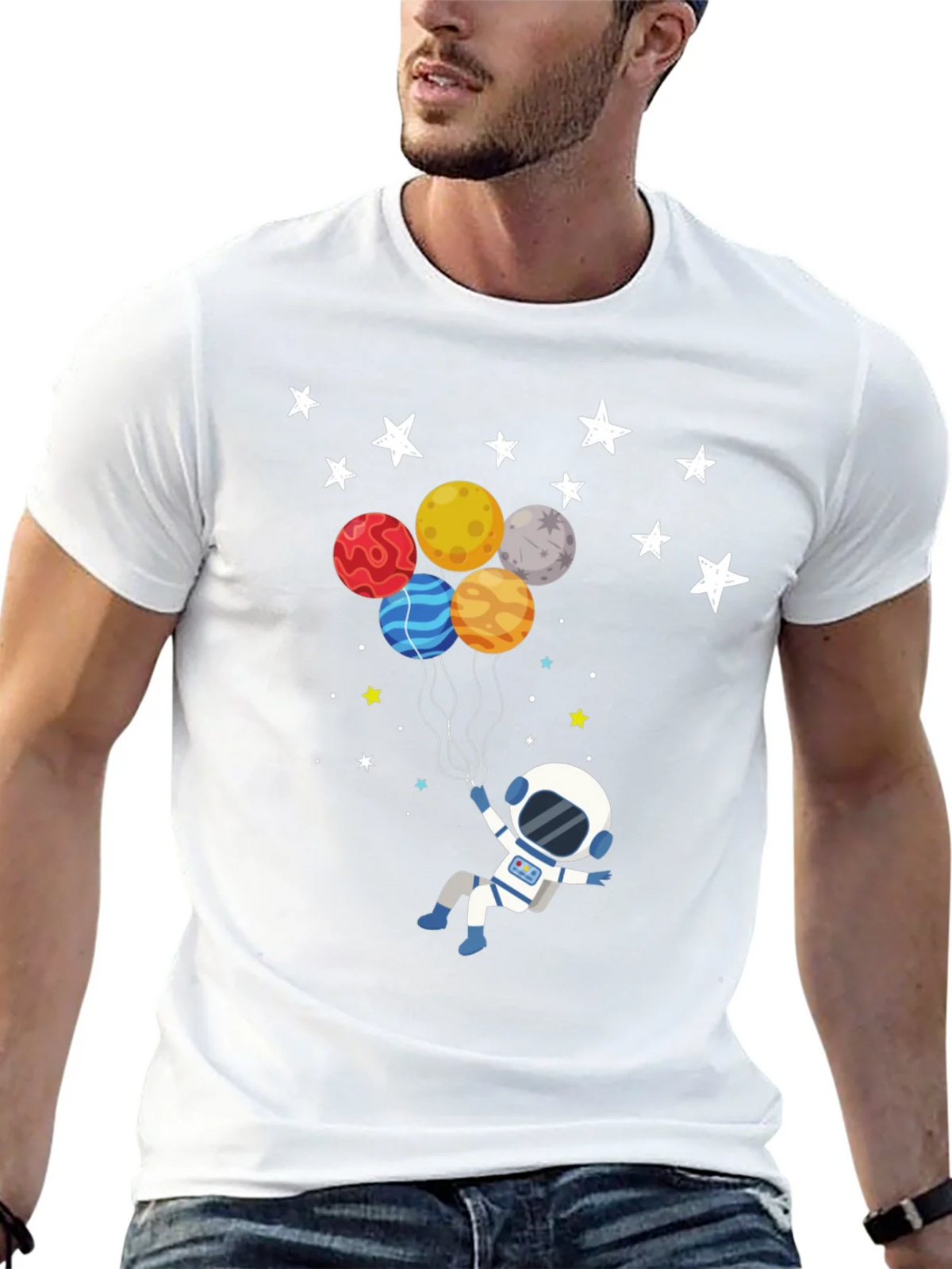 Astronaut Planet Balloons Graphic T-Shirt product image 12