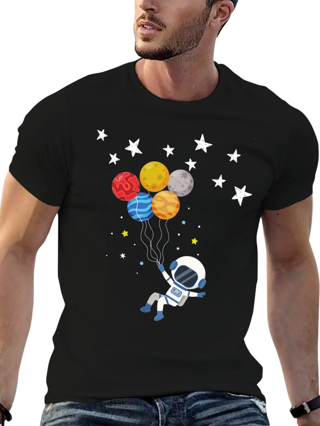 Astronaut Planet Balloons Graphic T-Shirt product image 6