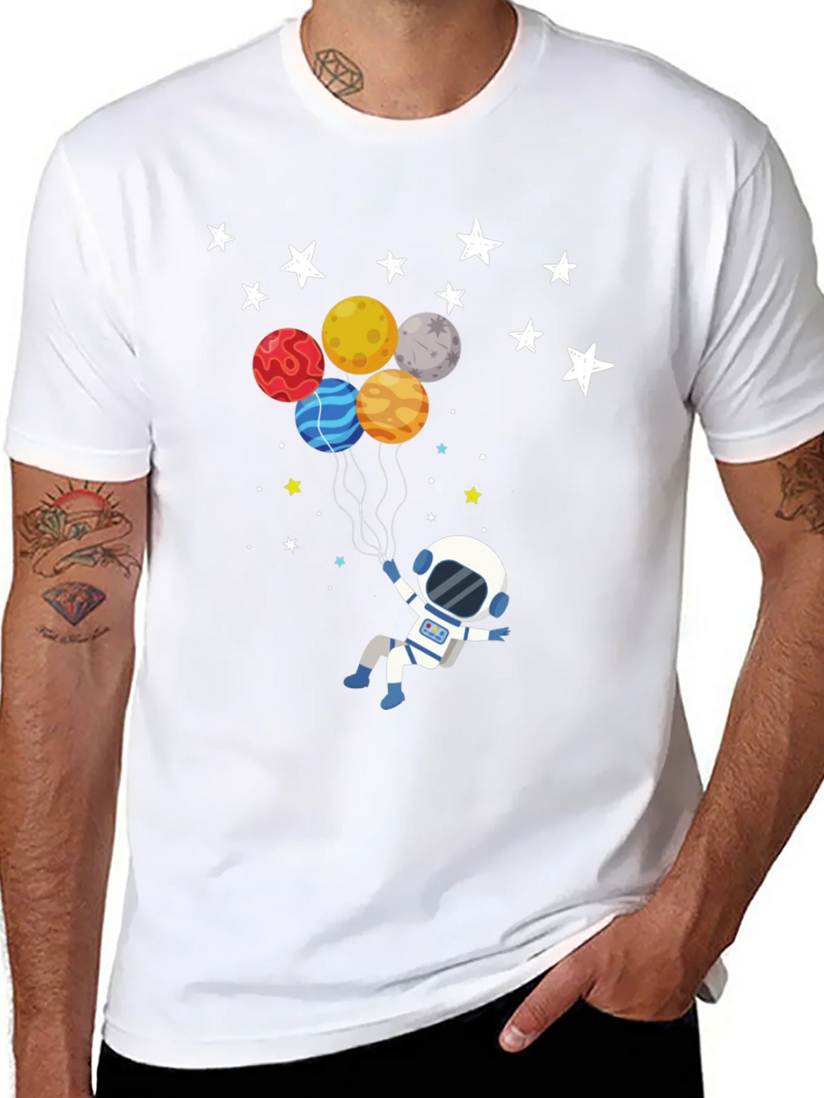 Astronaut Planet Balloons Graphic T-Shirt product image 7