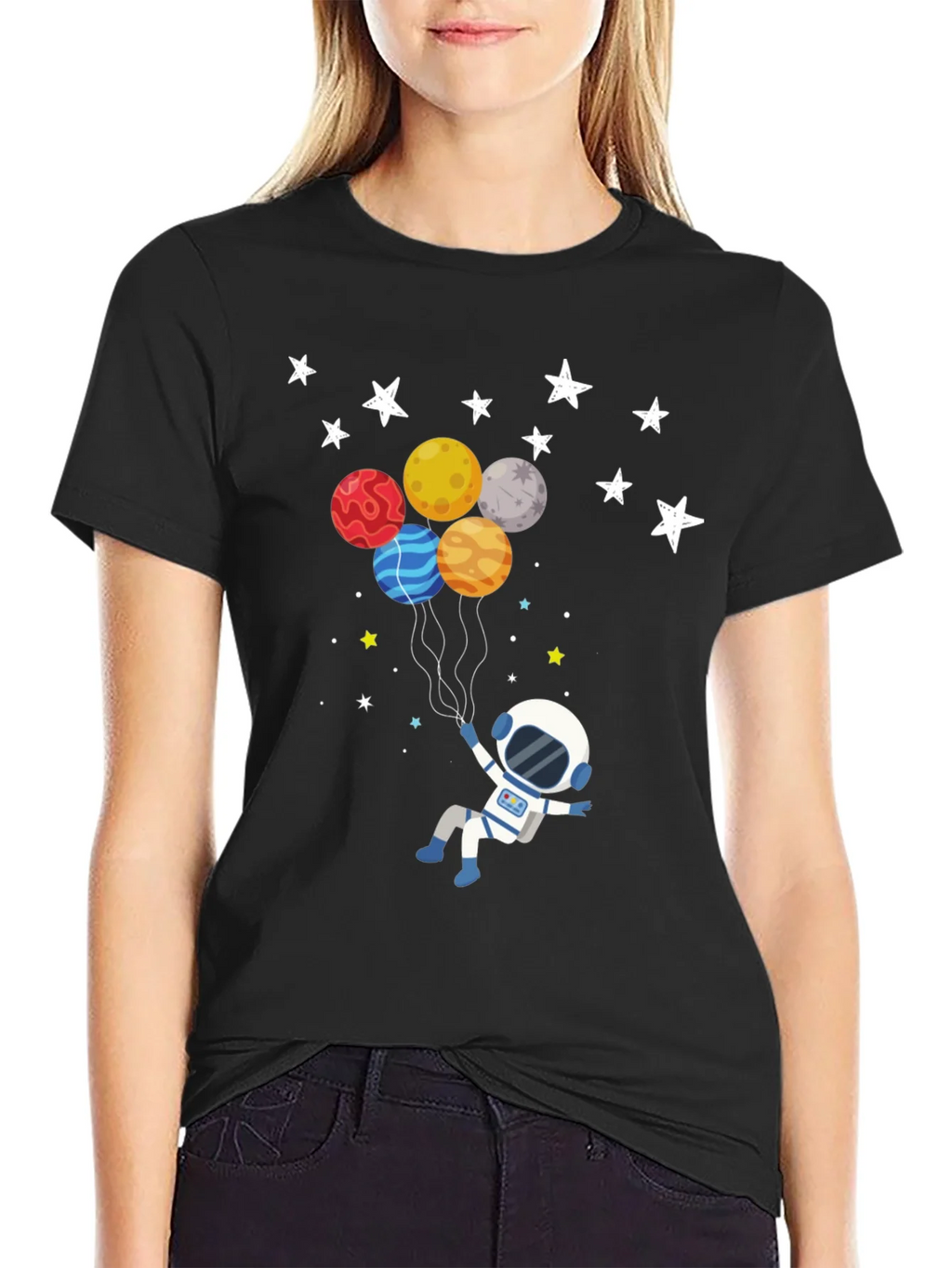 Astronaut Planet Balloons Graphic T-Shirt product image 2