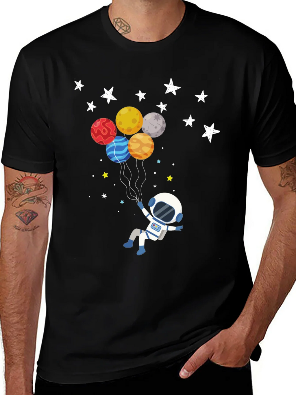 Astronaut Planet Balloons Graphic T-Shirt product image 1
