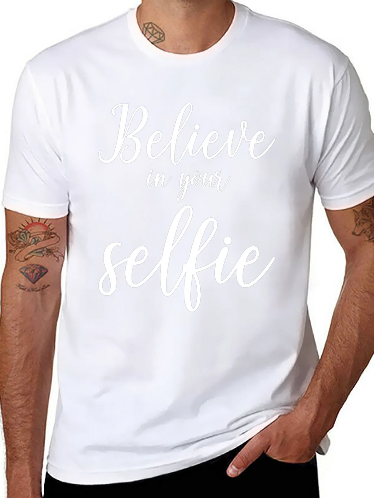 Believe In Your Selfie - Black Graphic T-Shirt product image 7