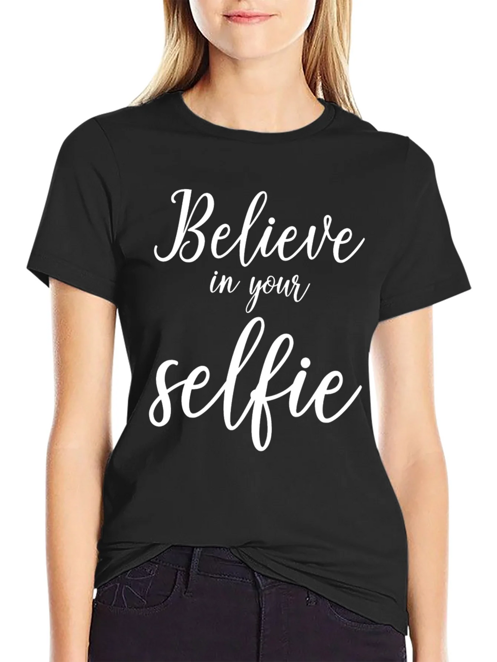 Believe In Your Selfie - Black Graphic T-Shirt product image 2