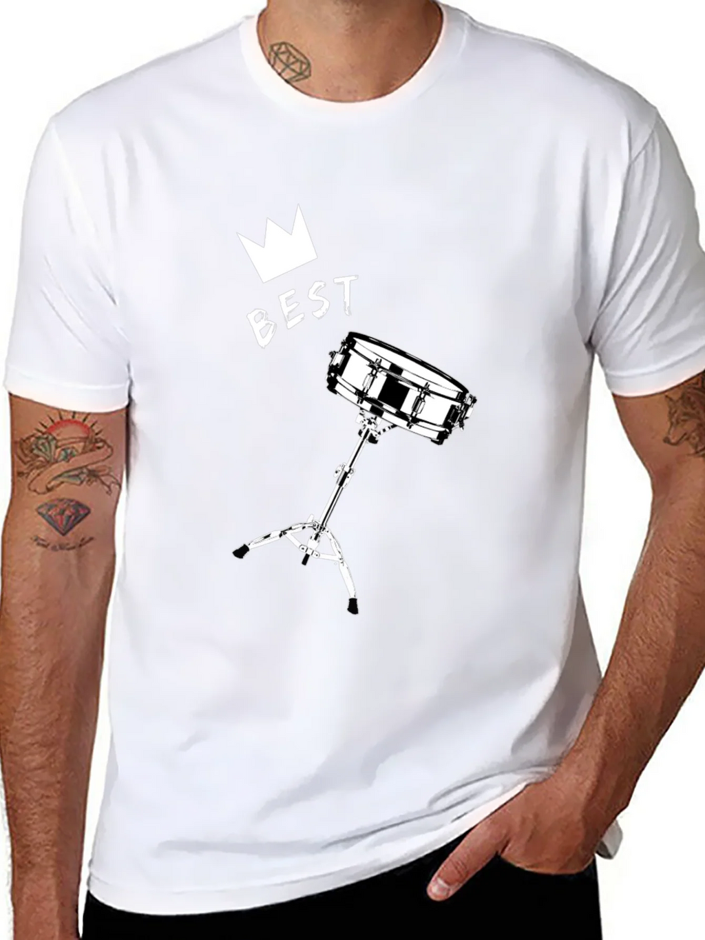 Best Drummer T-Shirt - Crown & Snare Drum Design product image 6