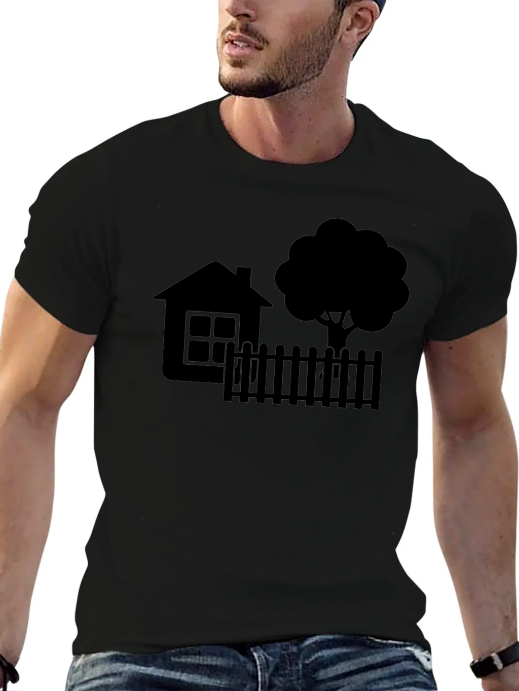 House & Tree Graphic Tee - Modern Black Shirt product image 5