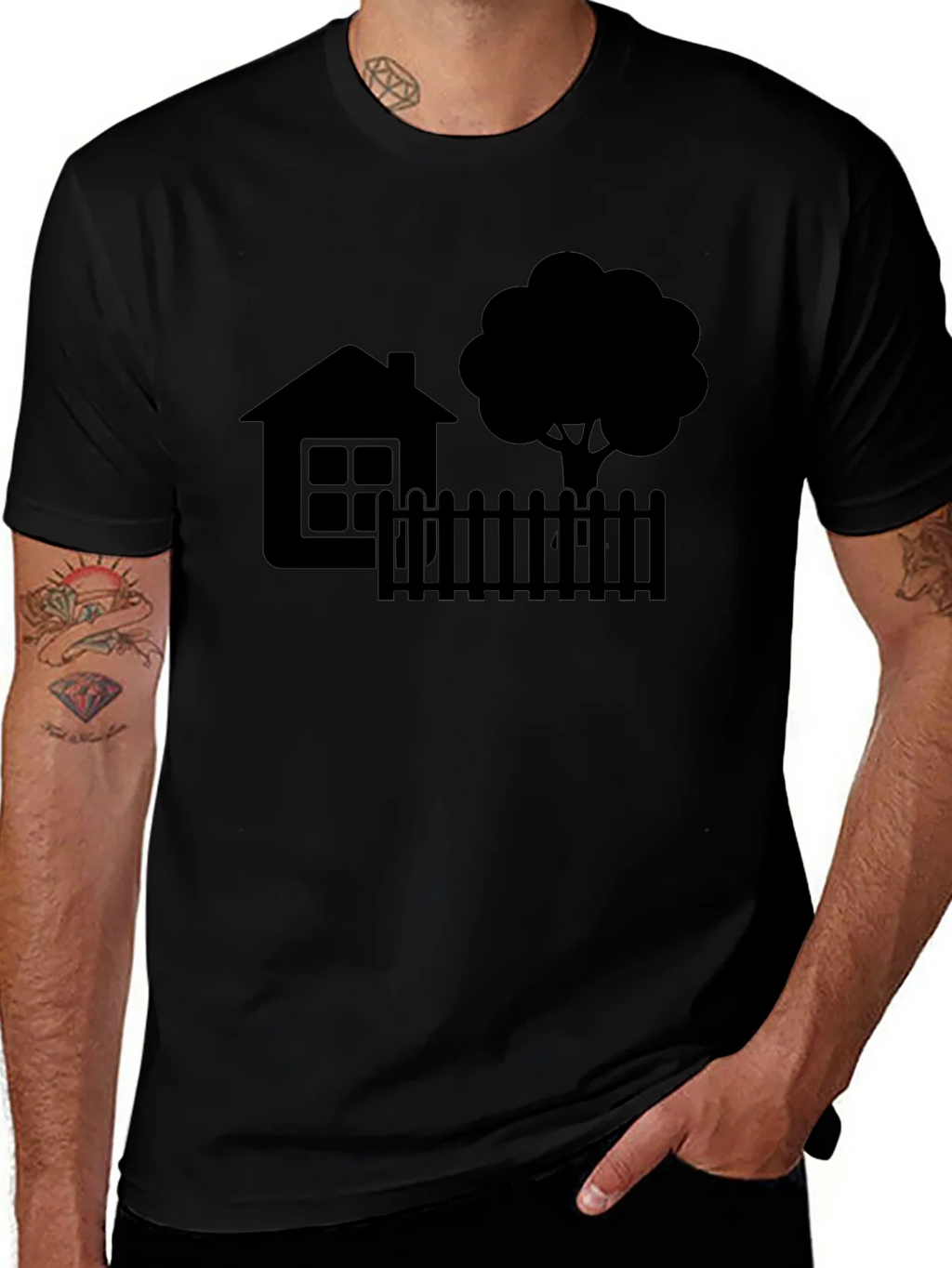 House & Tree Graphic Tee - Modern Black Shirt product image 1
