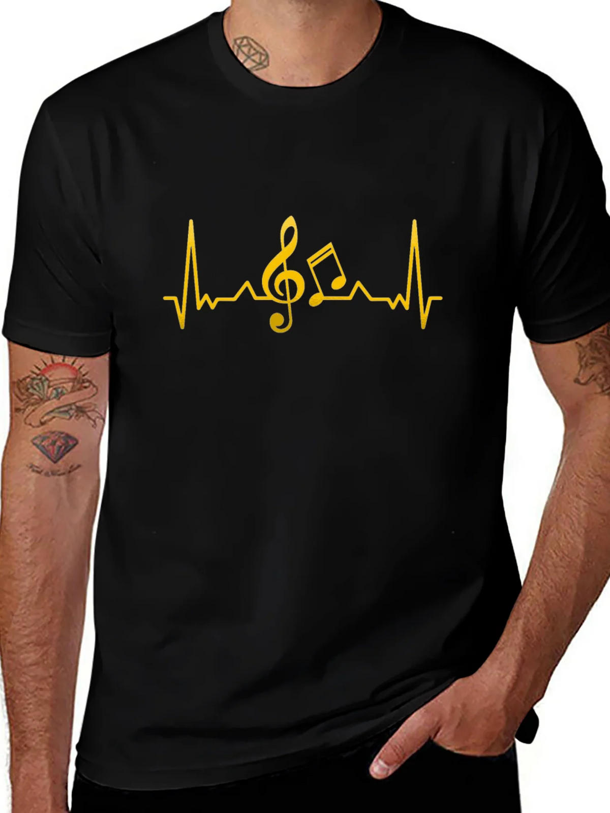 Music Heartbeat T-Shirt - Black Cotton Tee product image 1