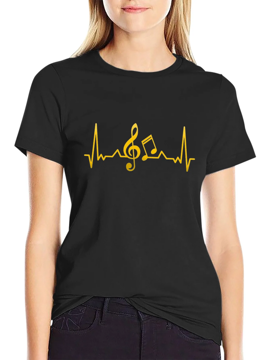 Music Heartbeat T-Shirt - Black Cotton Tee product image 2