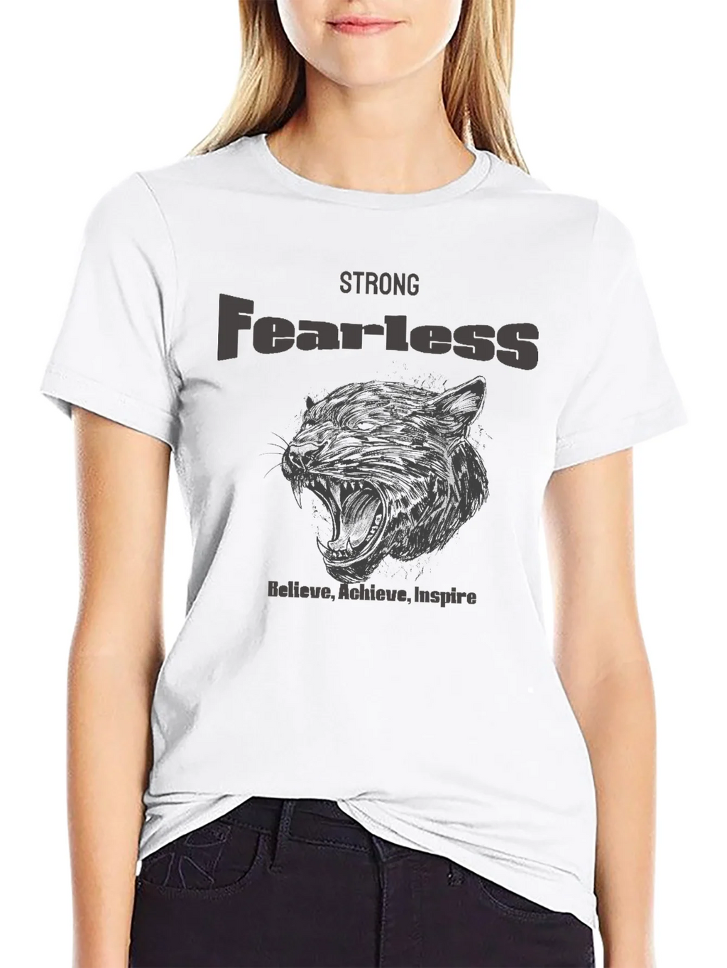Strong Fearless Graphic T-Shirt - Believe Achieve Inspire product image 6