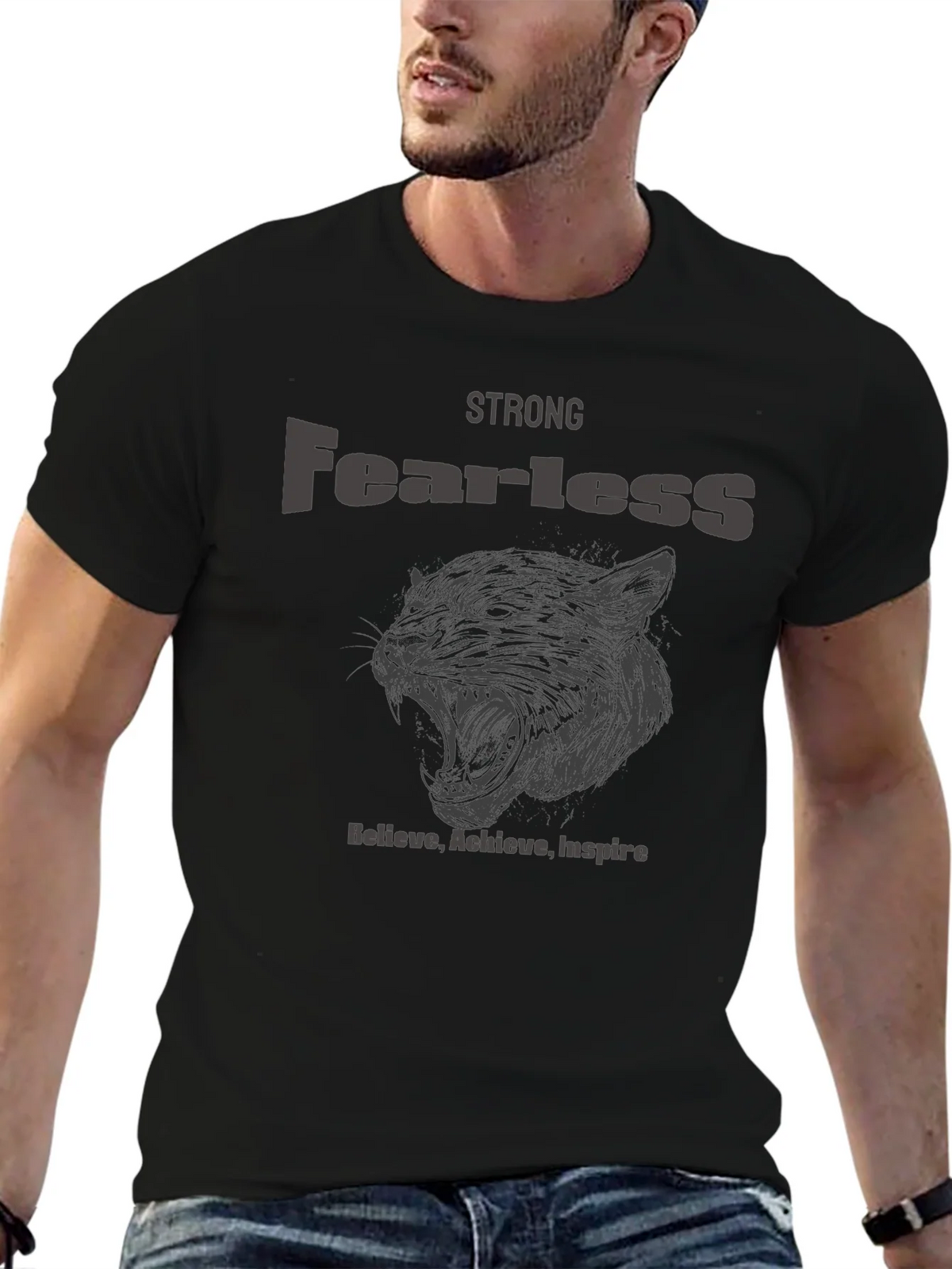 Strong Fearless Graphic T-Shirt - Believe Achieve Inspire product image 5