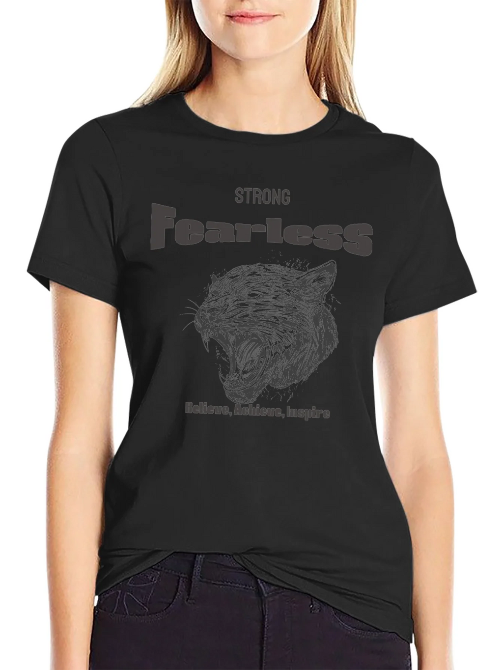Strong Fearless Graphic T-Shirt - Believe Achieve Inspire product image 2