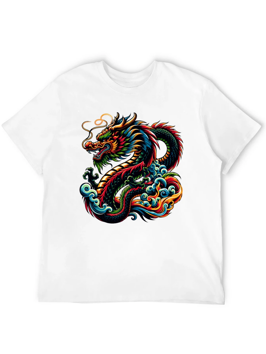 Vibrant Dragon Graphic Tee - Black Cotton T-Shirt product image 11