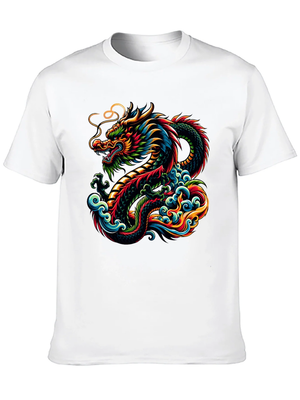 Vibrant Dragon Graphic Tee - Black Cotton T-Shirt product image 9