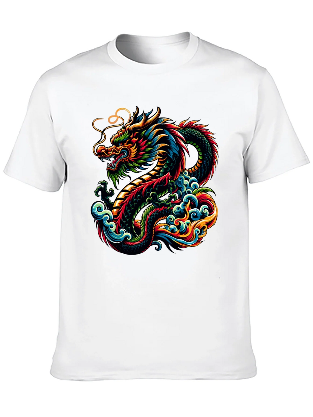 Vibrant Dragon Graphic Tee - Black Cotton T-Shirt product image 9