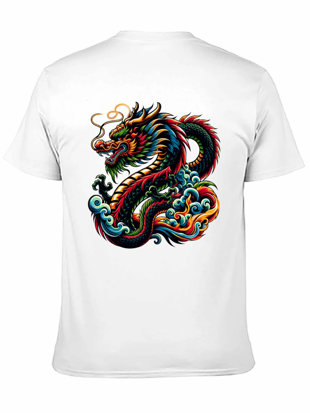 Vibrant Dragon Graphic Tee - Black Cotton T-Shirt product image 10